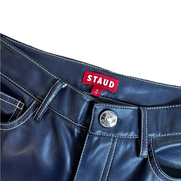 New STAUD Elliot Pant Vegan Leather Navy - Picture 3 of 9